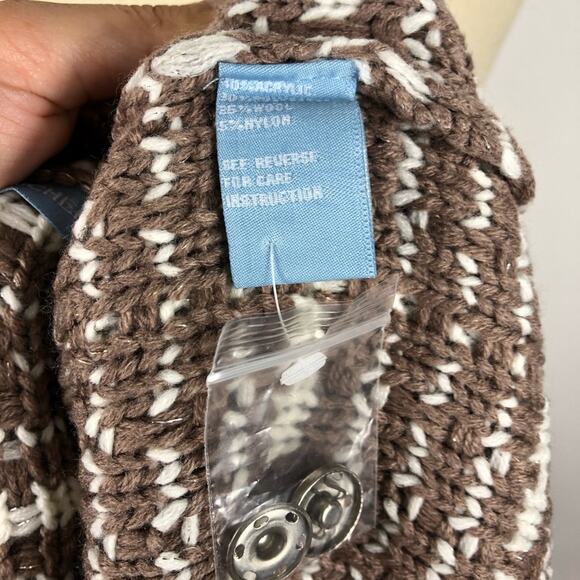 MICHELLE NICOLE Brown White Cardigan Sweater M NWT - Picture 8 of 9